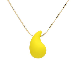 Yellow stunning Matte Colored Teardrop Pendant Necklace is a must-have for any fashion-forward individual. Its matte finish adds a touch of sophistication, while the teardrop shape provides a delicate and feminine touch. Elevate any outfit with this stylish and versatile piece.