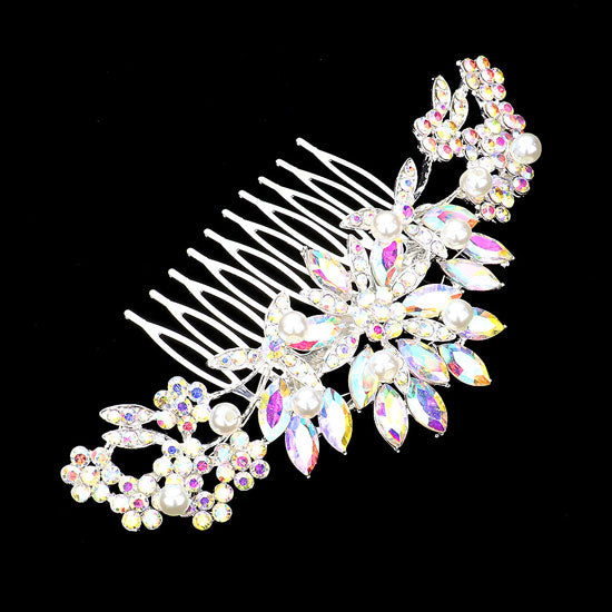 Rose Gold Pearl Pointed Flower Leaf Hair Comb. Adding just the right amount of shimmer & shine, will add a touch of class, beauty and style to your wedding, prom, special events, embellished pearl stone to keep your hair sparkling all day & all night long. The elegant design will enhance your beauty, attracting everyone's attention and transforming you into a bright star to wear with this hair comb.