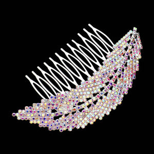 AB Silver Rhinestone Pave Leaf Hair Comb. This hair comb is the perfect accessory to make a ponytail, or style your hair together and be ready for any event. High quality strong and sturdy material for Hair Ornaments, they are not easy to break lightweight and comfortable to wear, you can use them every day and on special occasions . Perfect for a woman who loves to create or make new hairstyles, for a party, formal occasions, and daily life.