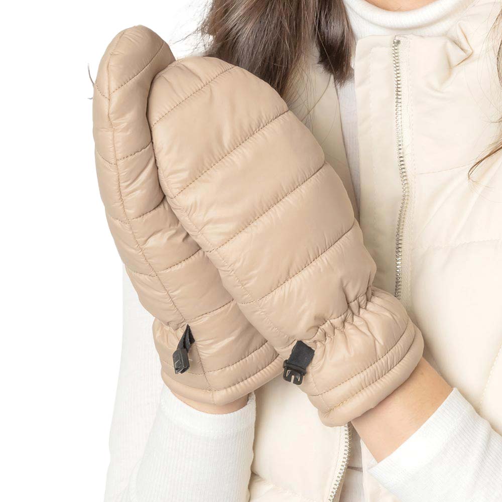 Beige Padded Puffer Mitten Gloves, are extra warm, cozy, and beautiful mittens that will protect you from the cold weather while you're outside and amp your beauty up in perfect style. It's a comfortable, soft brushed poly stretch knit that will keep you perfectly warm and toasty. It's finished with a hint of stretch for comfort and flexibility. Wear gloves or a cover-up as a mitten to make your outfit gorgeous with luxe and comfortability.