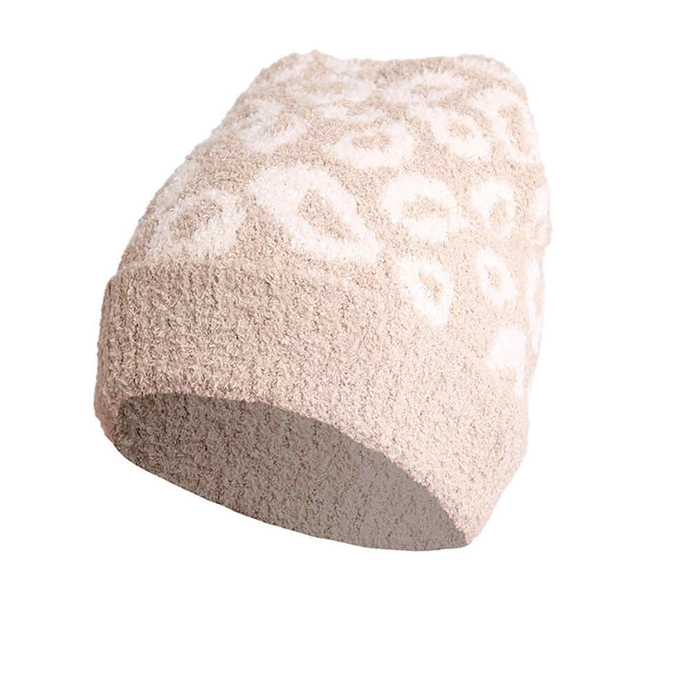 Kids Animal Patterned Beanie Hat Leopard Knit Cuff Hat