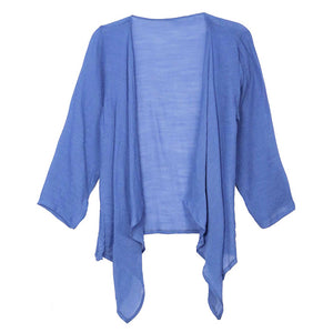 Blue Front Tie Short Cardigan,  This Summer Cardigans are Made of high-quality material which is very soft and breathable for Women.  The added short edge gives better coverage with a feminine look. Front Tie Short Kimono suitable to wear with Jeans, Shorts, T-shirt, Midi Skirt and Dresses! Perfect for Vacation, Office, Home, Evening Party Spring, Summer and Fall.