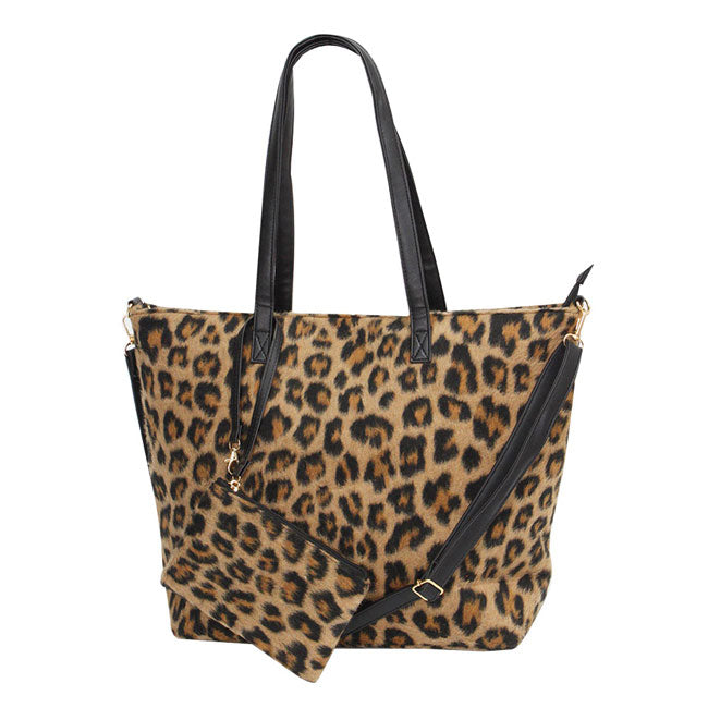 Brown Leopard Weekend Tote Bag With Pouch, comes with a cute and matching wallet. It enriches your gorgeousness and looks stylish. These Leopard themed bag Versatile enough for wearing straight through the week. perfectly lightweight to carry around all day. The best way to carry all of your necessary things altogether. Perfect Birthday Gift, Anniversary Gift, Mother's Day Gift, Graduation Gift, Valentine's Day Gift. Stay trendy with this awesome tote bag.
