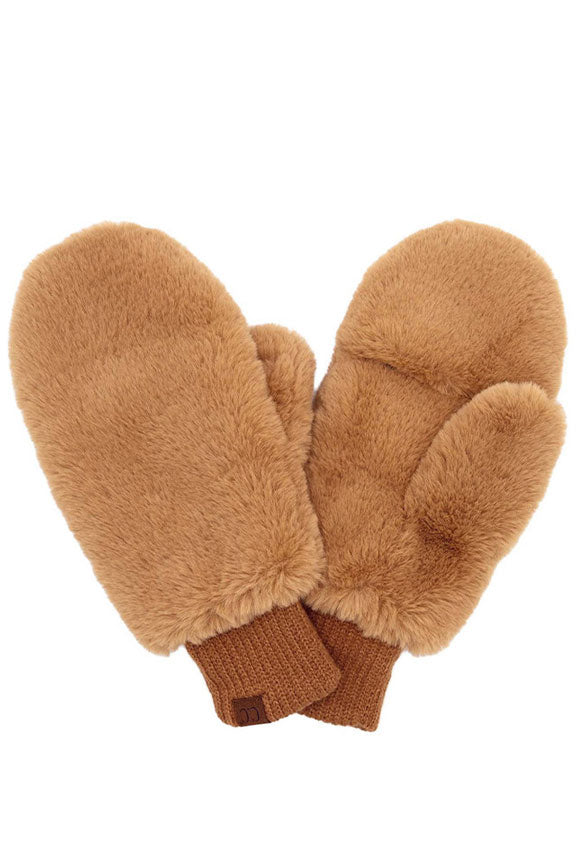 Camel CC Faux Fur Mittens With Shepherd Lining, are a smart, eye-catching, and attractive addition to your outfit. These trendy gloves keep you absolutely warm and toasty in the winter and cold weather outside. Accessorize the fun way with these gloves. It's the autumnal touch you need to finish your outfit in style. A pair of these gloves will be a nice gift for your family, friends, anyone you love, and even yourself.