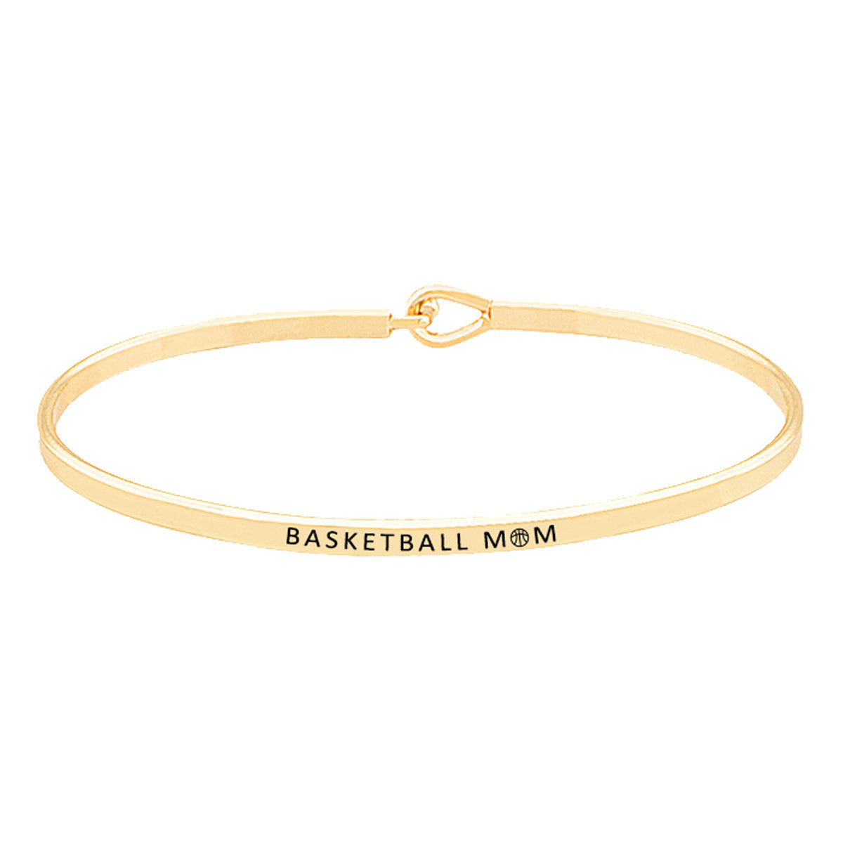 "Basketball Mom" Brass Thin Metal Hook Bracelet Thin Basketball Mom Hook Bracelet, wear with your favorite tops & dresses all year round! Thank mom for supporting you at your basketball games, let her know how much she is loved and appreciated. Great Birthday Gift, Mother's Day Gift, Just Because Gift, Thank you Gift 