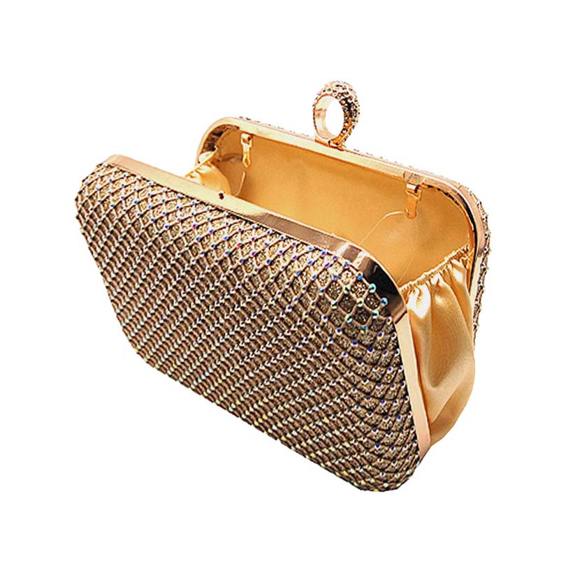 Gold Bling Rectangle Evening Clutch Crossbody Bag, is fit for all occasions and places. perfect for makeup, money, credit cards, keys or coins, and many more things. This handbag features a top Clasp Closure for security and contains a detachable shoulder chain that makes your life easier and trendier. Its catchy and awesome appurtenance drags everyone's attraction to you. Perfect gift ideas for a Birthday, Holiday, Christmas, Anniversary, Valentine's Day, etc.