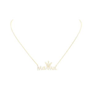 Gold Dipped CZ Crown MAMA Message Pendant Necklace, Make your Mom feel special with this gorgeous Dipped Crown Pendant Necklace gift! Her heart will swell with joy! This piece is versatile and goes with practically anything! This Crown MAMA Pendant Necklace is perfect Mother's Day gift for all the special women in your life, be it mother, wife, sister or daughter.