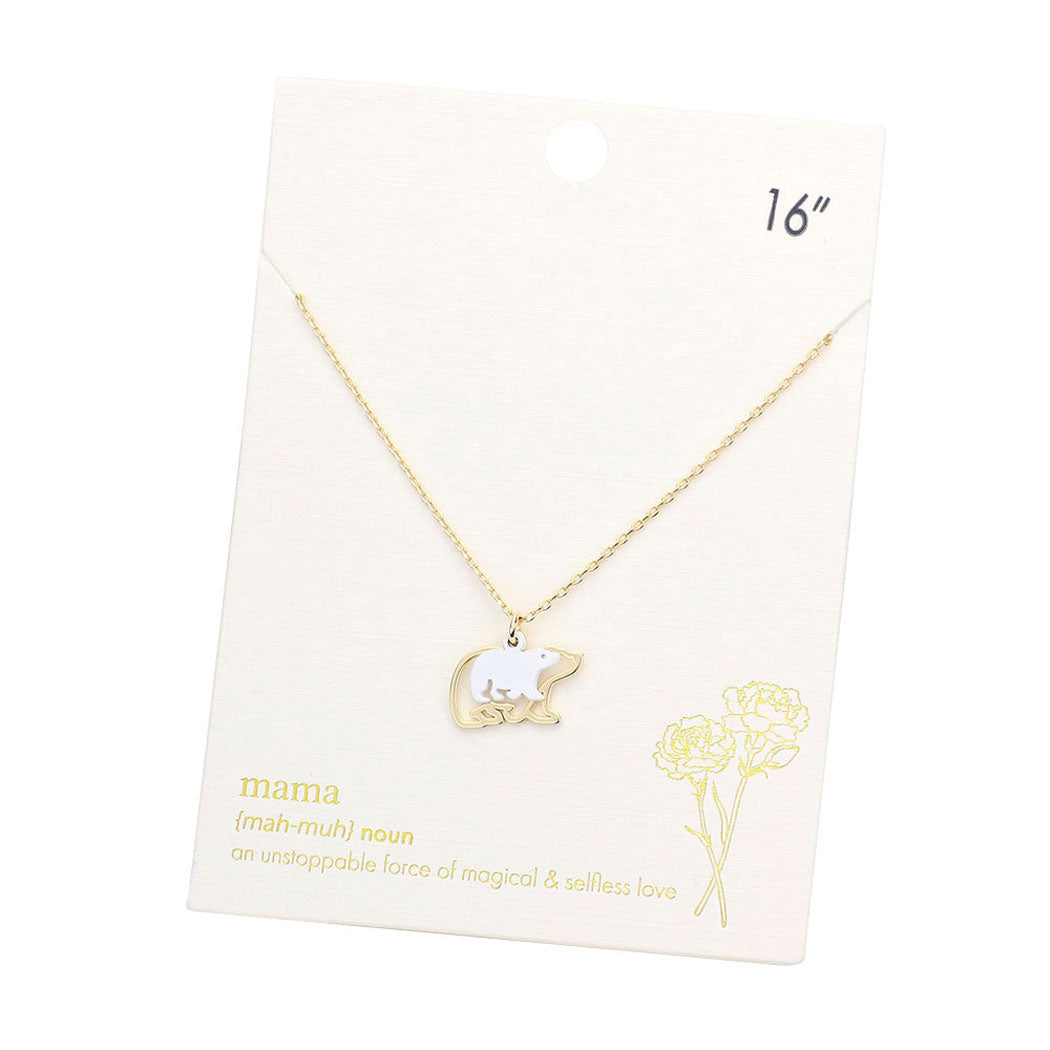 Gold Metal Mama Mini Bear Pendant Necklace. Look like the ultimate fashionista with these Necklace! Add something special to your outfit this Valentine! Special It will be your new favourite accessory. Perfect Birthday Gift, Mother's Day Gift, Anniversary Gift, Graduation Gift, Prom Jewellery, Just Because Gift, Thank you Gift.
