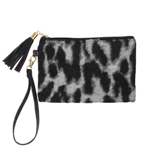 Gray Leopard Patterned Wristlet Pouch Bag. Whether you are out shopping, going to the pool or beach, this animal themed pouch bag is the perfect accessory. Spacious enough for carrying any and all of your belongings and essentials. Perfect Birthday Gift, Anniversary Gift, Just Because Gift, Mother's day Gift, Summer, Sea Life & night out on the beach etc.