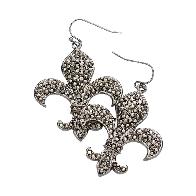 Multi Rhinestone Embellished Metal Fleur de Lis Dangle Earrings, are beautifully crafted earrings that dangle on your earlobes with a perfect glow to make you stand out and show your unique and beautiful look on Fleur de Lis. Put on a pop of color to complete your ensemble stylishly with these Fleur de Lis-themed earrings. Highlight your appearance and grasp everyone's eye at any place.