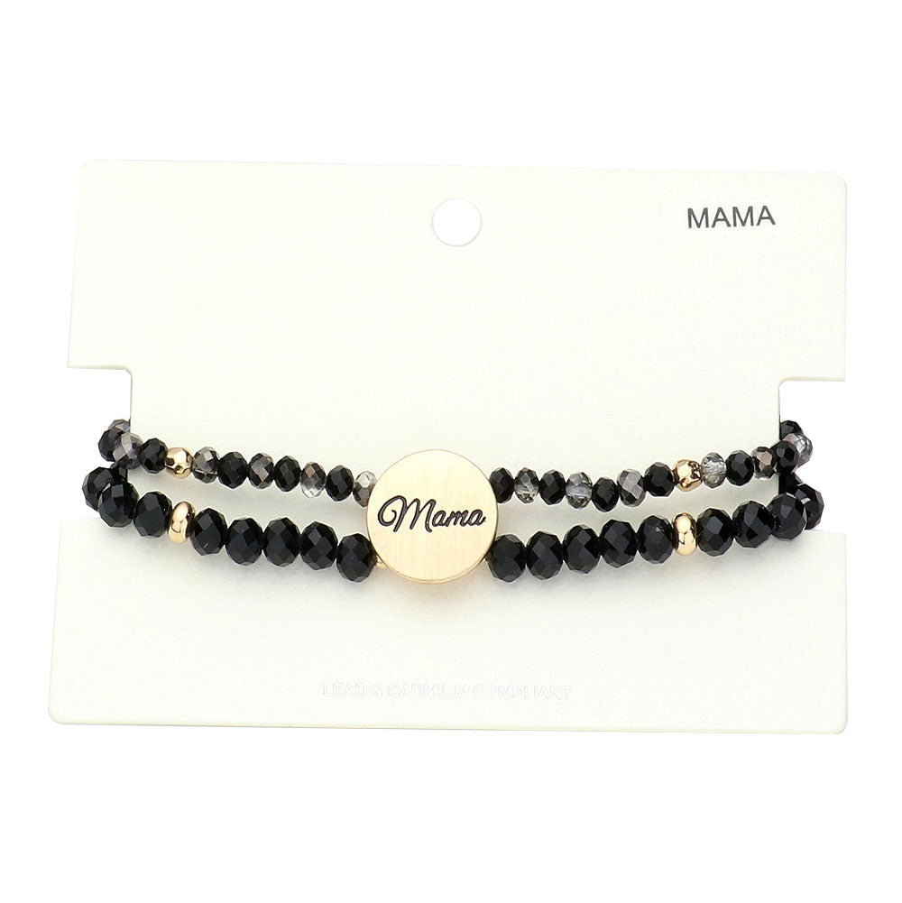 Gray Mama Metal Disc Message Charm Faceted Beaded Stretch Bracelet, these Charm Faceted Beaded Stretch bracelets can light up any outfit, and make you feel absolutely flawless. Fabulous fashion and sleek style adds a pop of pretty color to your attire. Make your mother feel special by giving this Mama Metal bracelet as a gift and expressing your love for your mother on this Mother's Day. 