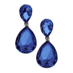 Montana Blue Glass Crystal Teardrop Evening Earrings. This evening earring is simple and cute, easy to match any hairstyles and clothes. Suitable for both daily wear and party dress. Great choice to treat yourself and This earrings is perfect for Holiday gift, Anniversary gift, Birthday gift, Valentine's Day gift for a woman or girl of any age.