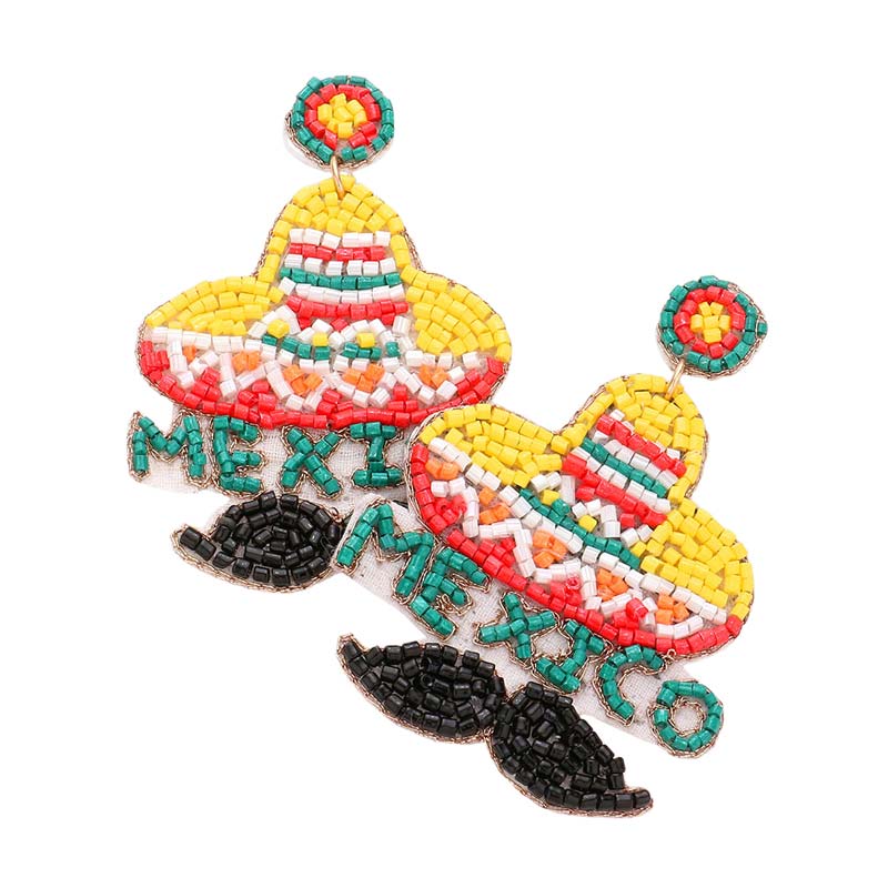 Multi Felt Back Beaded Hat Mexico Message Mustache Dangle Earrings, enhance your attire with these earrings to show off your fun trendsetting style at Cinco De Mayo. Get a pair as a gift to express your love for your mom, daughter, or girlfriend or just for you on Mother’s Day, Cinco De Mayo, Christmas, Parties, etc.
