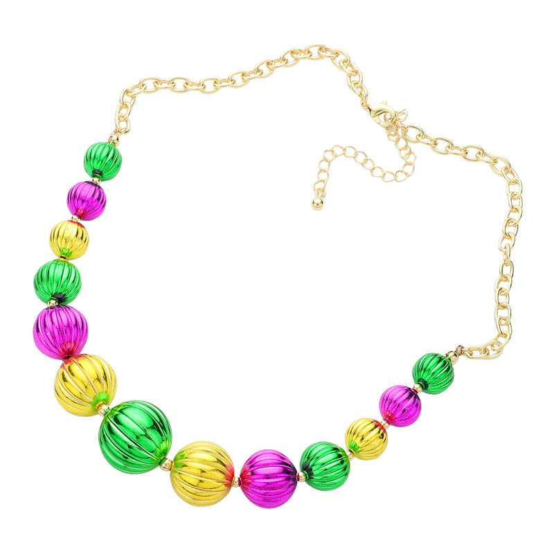 Multi Mardi Gras Ball Necklace, is a fashionable trendy disco ball-linked Necklace for women that is suitable for every girl, for Mardi Gras! A timeless treasure designed to add a gorgeous stylish glow to any outfit style. Show your favorite persons how much they are appreciated & loved by gifting this beautiful necklace.