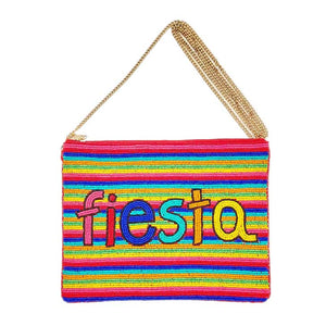Multi Fiesta Seed Beaded Message Clutch Crossbody Bag, these awesome fiesta message clutch crossbody bags are a wonderful accessory for your fiesta Day outfit or any other occasion where you need some extra luck! Be the ultimate fashionista carrying this trendy fiesta Seed Beaded clutch bag! Great for when you need something small to carry or drop in your bag. perfect for makeup, money, credit cards, keys or coins, and many more things.