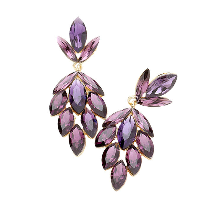 Purple Cluster Earrings Classic Elegant Purple Crystal Marquise Cluster Evening Earrings Purple Glass Earrings Special Occasion Earrings, perfect set of sparkling earrings, pair these studs with any ensemble for polished look. Perfect Birthday Gift, Anniversary Gift, Mother's Day Gift, Graduation Gift, Bridal Jewelry, Bridesmaid, Prom Jewelry, Wedding