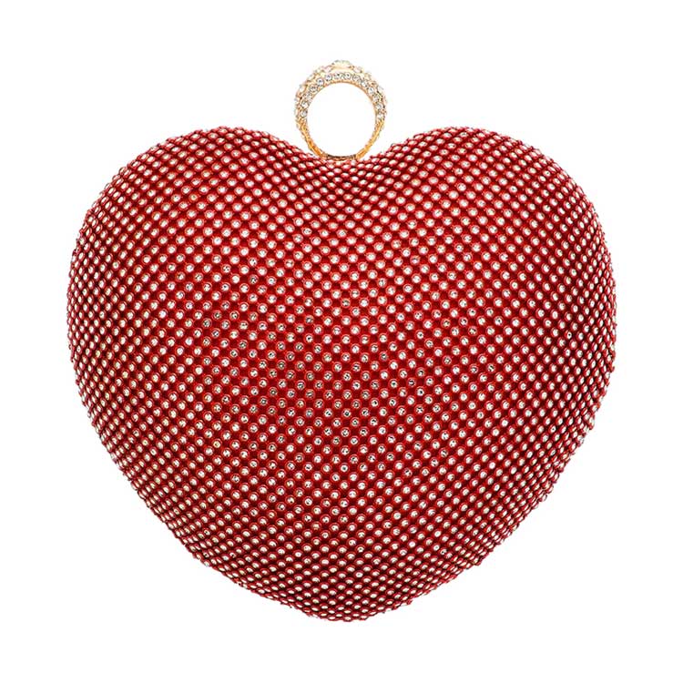 Red Rhinestone Embellished Heart Evening Clutch Crossbody Bag, is the perfect choice to carry on the special occasion with your handy stuff. It is lightweight and easy to carry throughout the whole day. You'll look like the ultimate fashionista while carrying this Heart-themed Rhinestone Crossbody Evening Bag. This stunning Clutch bag is perfect for weddings, parties, evenings, cocktail parties, wedding showers, receptions, proms, etc.