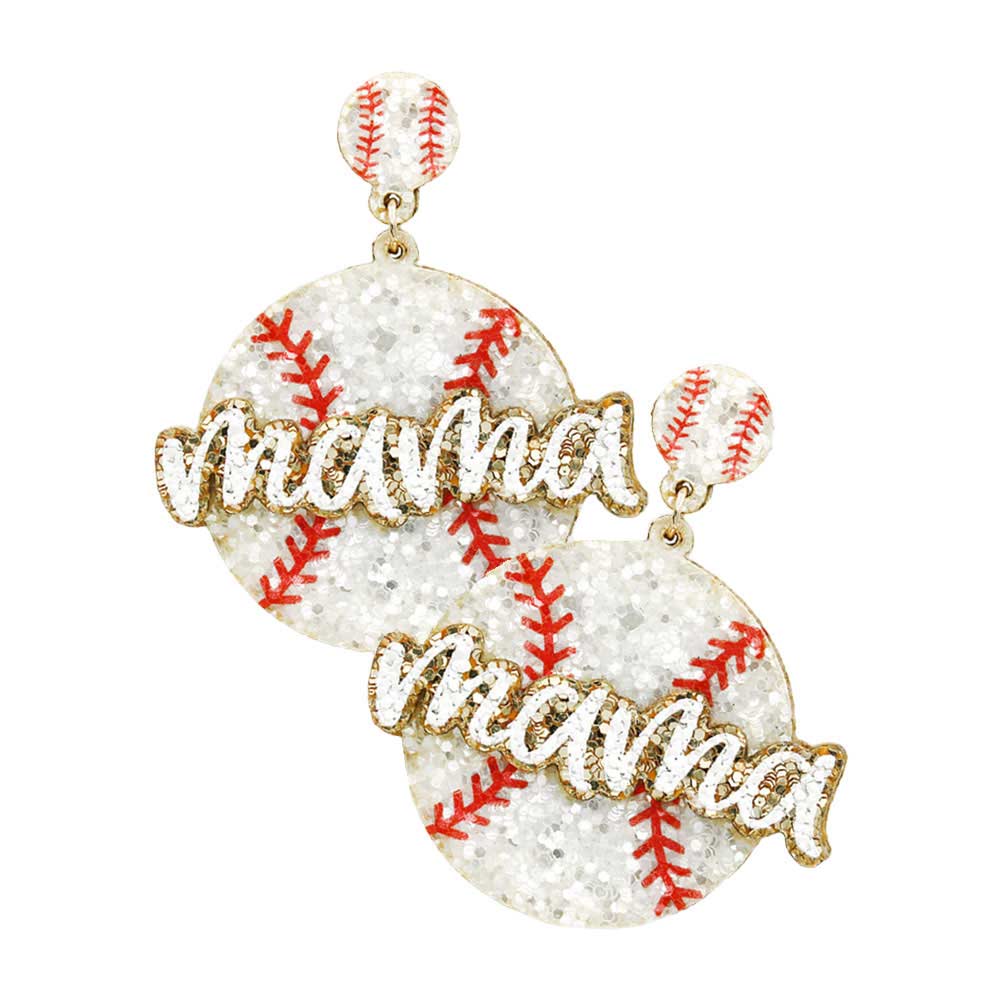 Yellow Felt Back Sequin Baseball Mama Dangle Earrings, are beautifully designed with a message theme that will make a glowing touch on everyone, especially those who love sports or baseball. This is awesome pair of earrings that is perfect for showing your love for your mom! It features a beautiful sequin design. Ideal for wearing while going out with mom or on mother's day, valentine's day, family occasions, mom's birthday, & other meaningful occasions with mom. 
