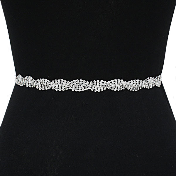 Gold Clear Rhinestone Twist Organza Fabric Belt, is an awesome rhinestone twist-designed Belt that surely amps up your beauty & adds extra luxe to your outlook on special occasions. Wear this Fabric Belt at a wedding or bridal confidently to show your elegance & perfect class and make you stand out from the crowd.