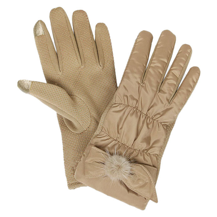 Gray Winter One Size Ribbon Shirring Smart Touch Gloves. Before running out the door into the cool air, you’ll want to reach for these toasty gloves to keep your hands incredibly warm. Accessorize the fun way with these gloves, it's the autumnal touch you need to finish your outfit in style. Awesome winter gift accessory!
