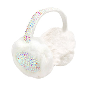 White Studded Fluffy Plush Fur Foldable Earmuff, is soft & furry that will shield your ears from cold winter weather ensuring all-day comfort. The plush fur foldable design earmuff creates a cozy feel & gives you a trendy look. It's both comfy and fashionable. These are so soft and toasty that you’ll want to wear them everywhere, especially while running out of the door in the cold weather in the mood.