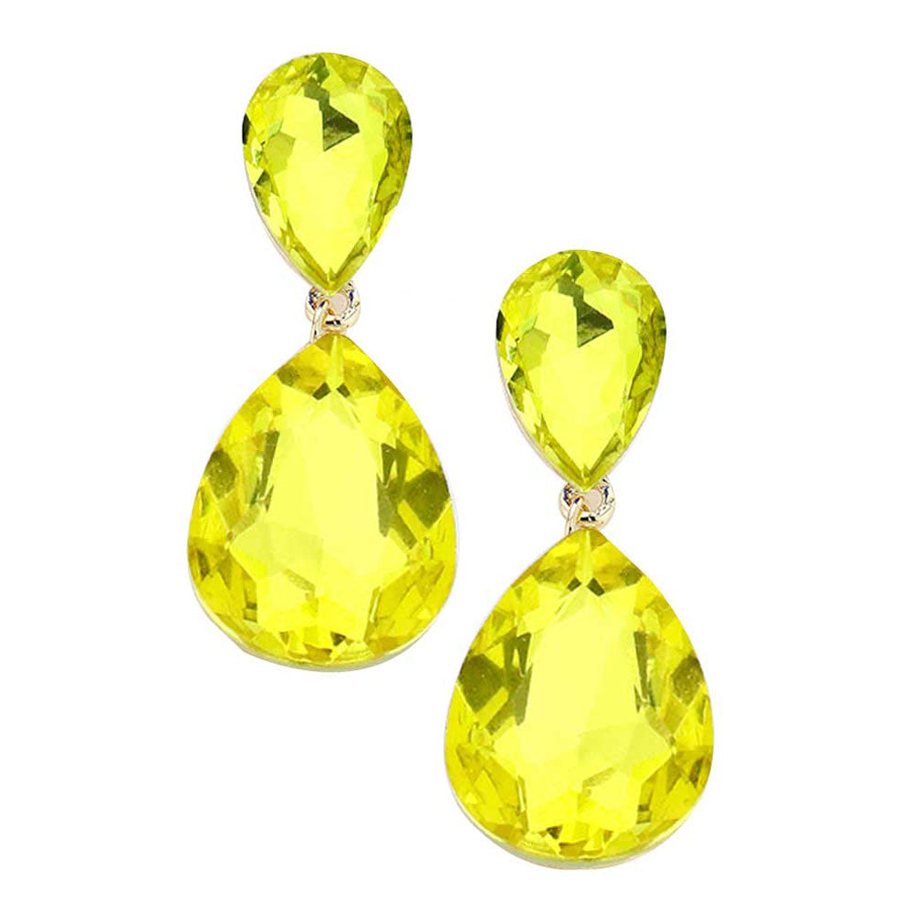 Yellow Glass Crystal Teardrop Evening Earrings. This evening earring is simple and cute, easy to match any hairstyles and clothes. Suitable for both daily wear and party dress. Great choice to treat yourself and This earrings is perfect for Holiday gift, Anniversary gift, Birthday gift, Valentine's Day gift for a woman or girl of any age.