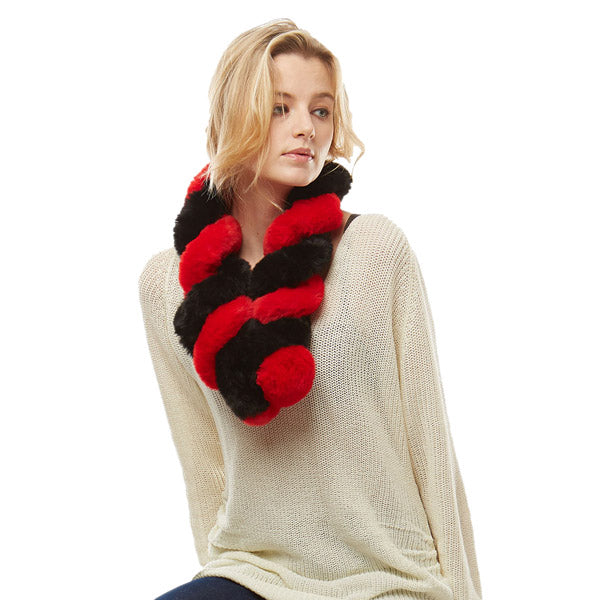 Deluxe Twisted Faux Fur Pull Through Scarf