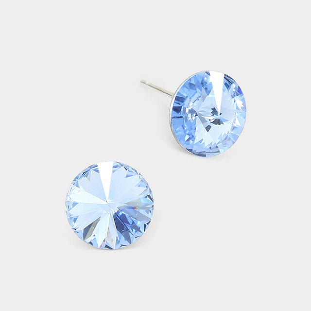 Light Blue 10mm Round Crystal CZ Stud Earrings