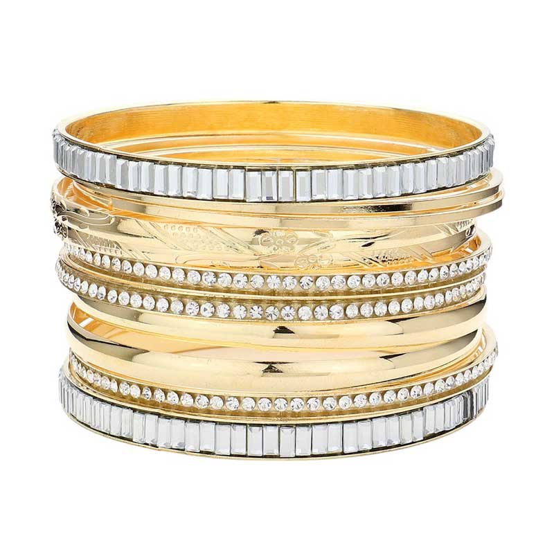 11PCS Rhinestone Rectangular Stone Metal Bangle Bracelets, Enhance your accessory game with our bracelets! These dazzling bangles add a touch of elegance and sparkle to any outfit. Perfect for special occasions or everyday wear, these bracelets are a must-have for any fashion-forward individual. Elevate your style.