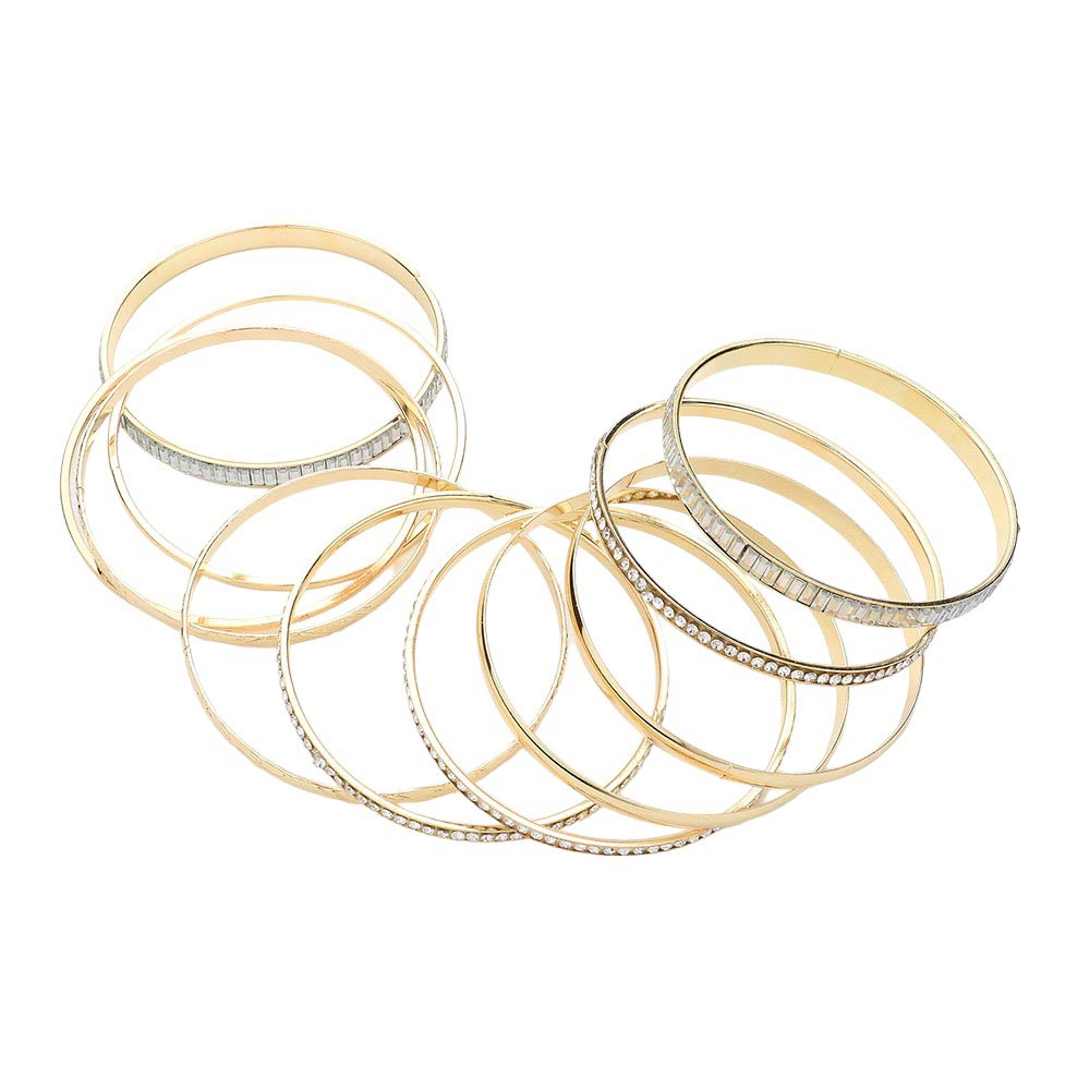 11PCS Rhinestone Rectangular Stone Metal Bangle Bracelets, Enhance your accessory game with our bracelets! These dazzling bangles add a touch of elegance and sparkle to any outfit. Perfect for special occasions or everyday wear, these bracelets are a must-have for any fashion-forward individual. Elevate your style.