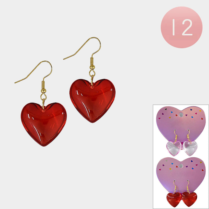 12PAIRS of Heart Dangle Earrings are a versatile addition to any wardrobe. Made with high-quality materials, these earrings feature a beautiful heart design that adds a touch of elegance to any outfit. With 12 pairs, you'll have plenty of options, making it easy to find the perfect pair for any occasion. Upgrade your accessory game with these stunning earrings. 