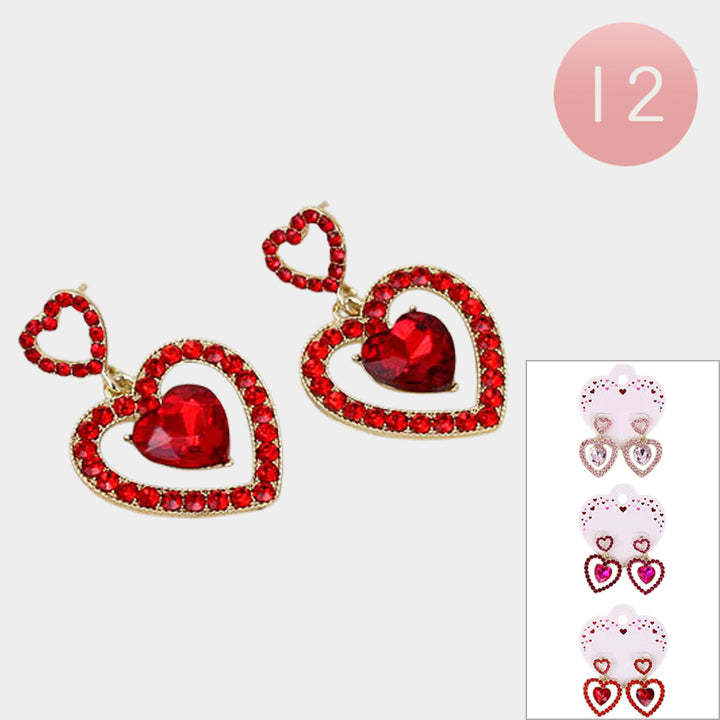 12 pairs of Heart Stone Dangle Earrings are a must-have for any jewelry lover. Made with high-quality materials, they are both elegant and durable. The heart-shaped stones add a touch of romance and the dangling design adds movement and style. Perfect for any occasion, these earrings are sure to make a statement. 