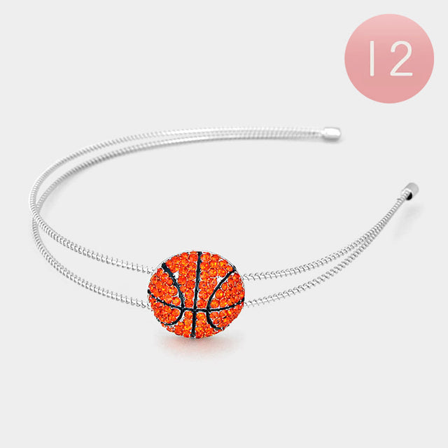 Orange 12PCS - Crystal Pave Basketball Headbands