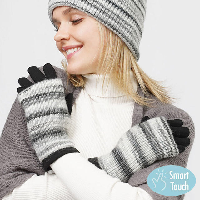Black 3 In 1 Multi Colored Touch Smart Gloves