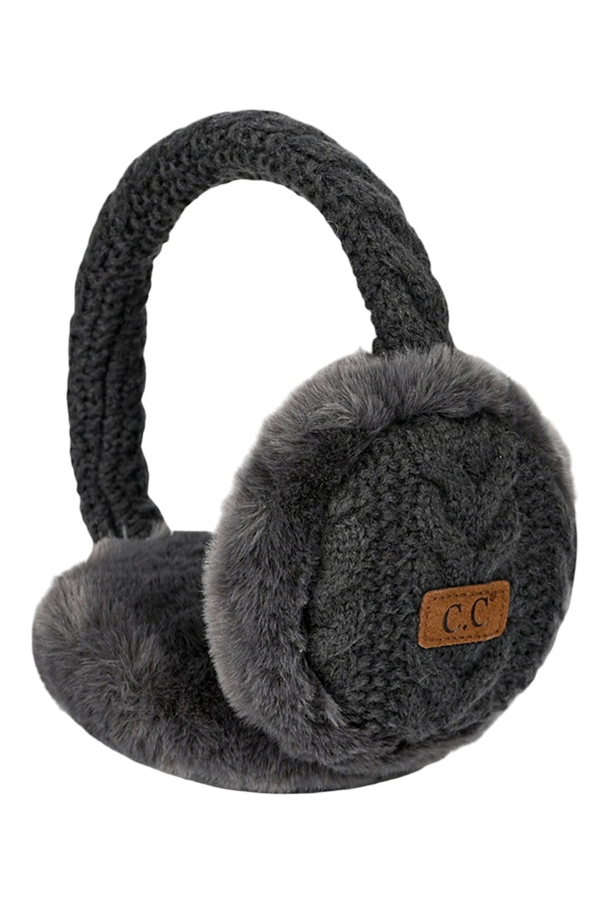 C.C Cable Knit Faux Fur Earmuff – Madeline Love