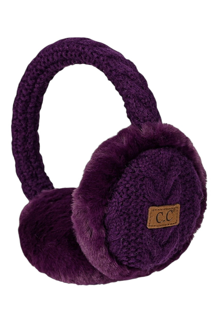 C.C Cable Knit Faux Fur Earmuff – Madeline Love