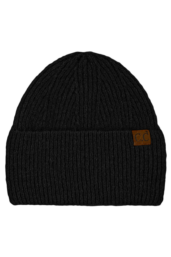 Black C.C Mohair Feel Wide Cuff Beanie