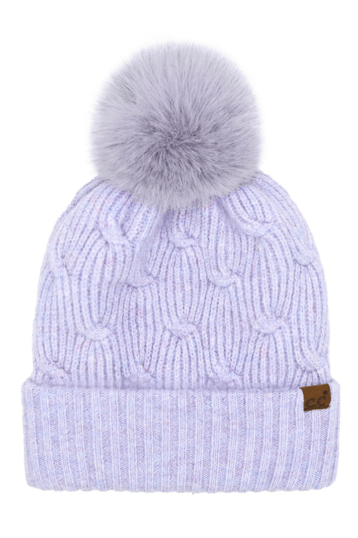 Lavender C.C Chain Link Knitted Pom Beanie