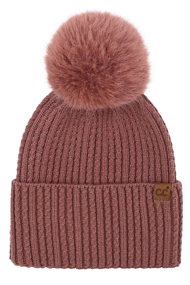 Coco Berry C.C Cable Cuff Pom Beanie