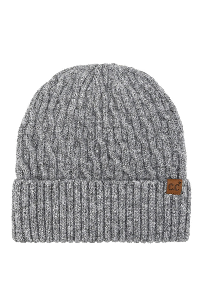 Gray C.C Chain Link Cable Cuff Beanie