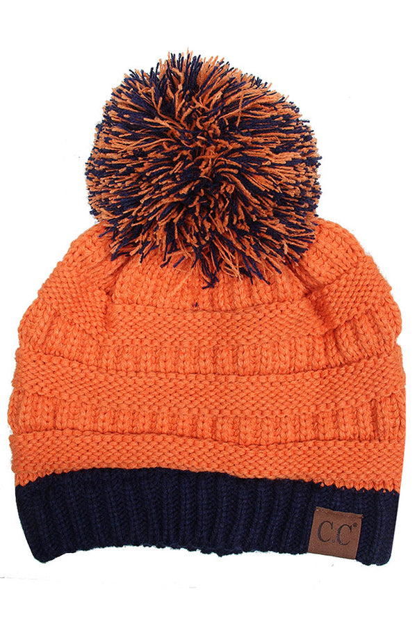 Orange/Blue C.C College Color Beanie
