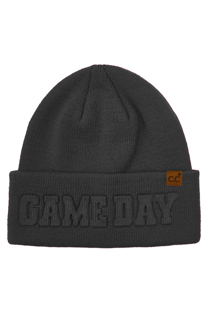 Black C.C GAME DAY Embossed Lettering Cuff Beanie