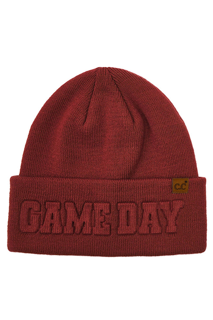 Crimson C.C GAME DAY Embossed Lettering Cuff Beanie