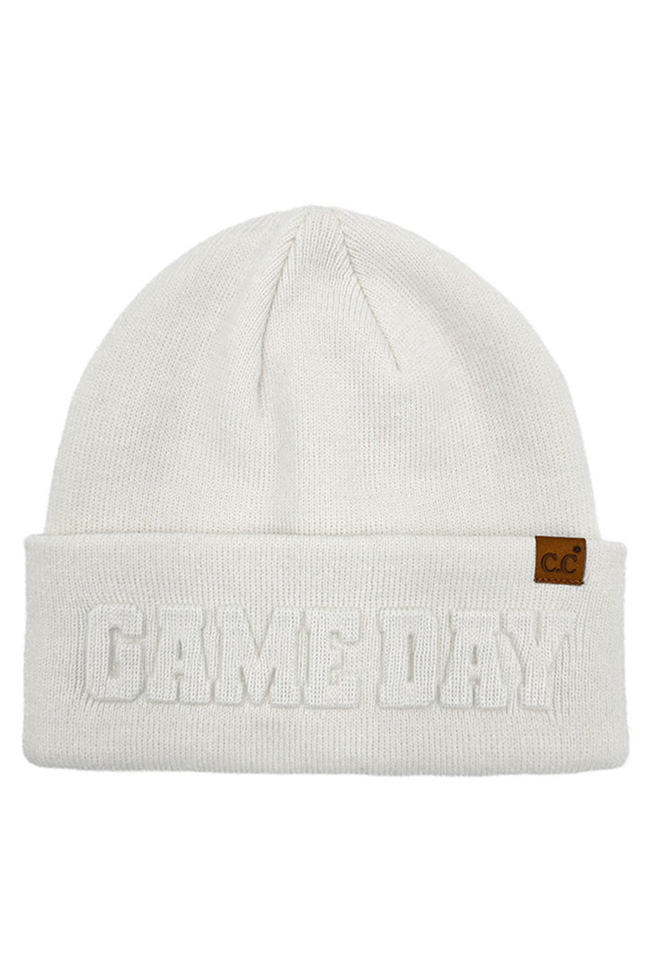 Ivory C.C GAME DAY Embossed Lettering Cuff Beanie
