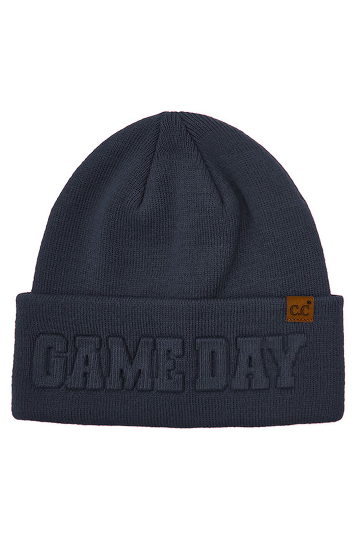 Navy C.C GAME DAY Embossed Lettering Cuff Beanie