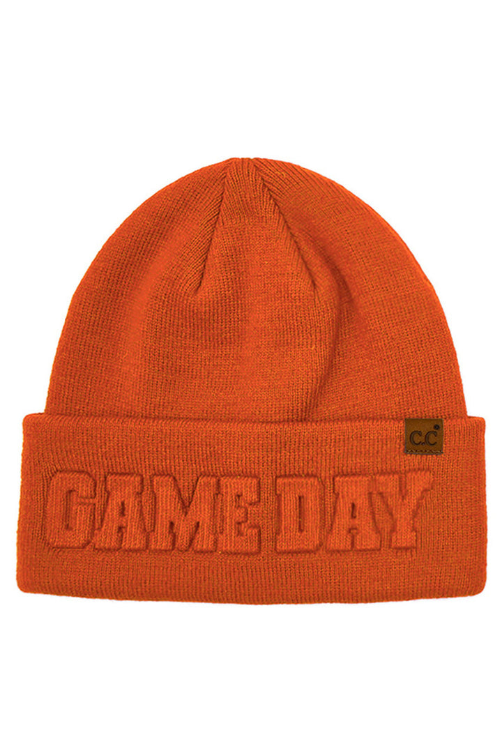 Orange C.C GAME DAY Embossed Lettering Cuff Beanie