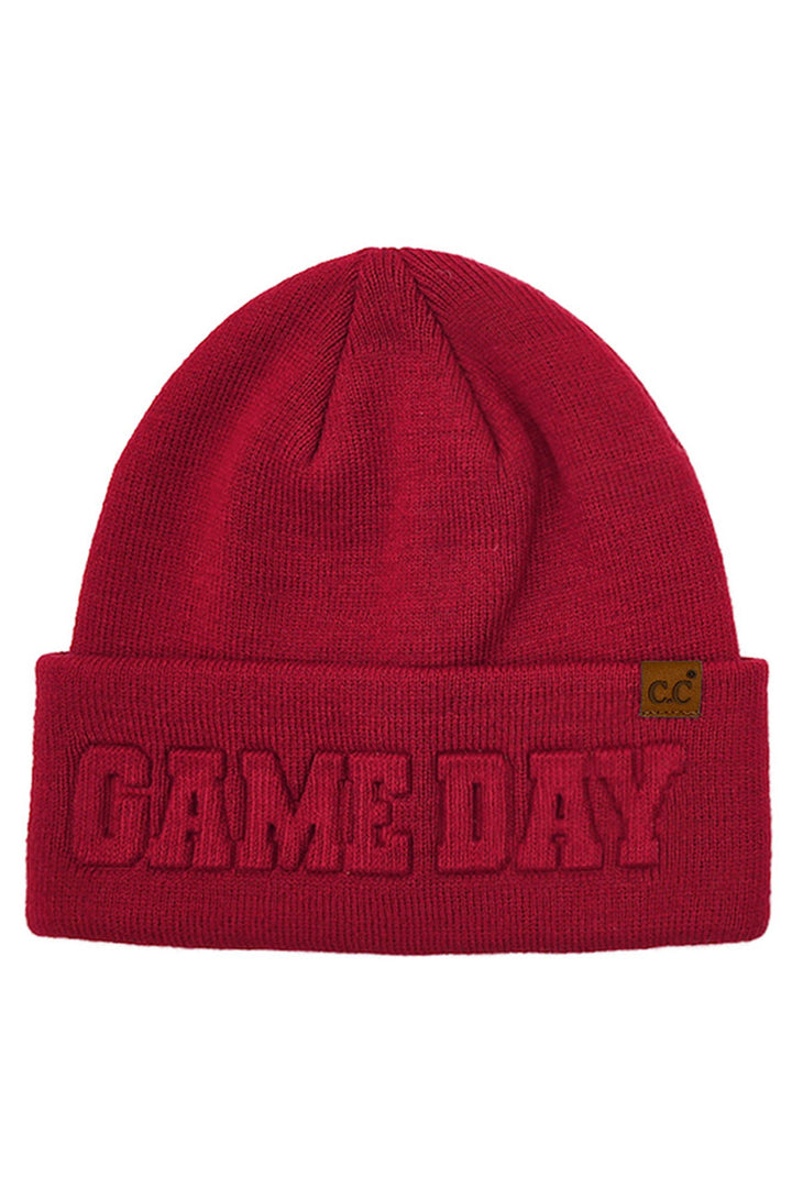 Red C.C GAME DAY Embossed Lettering Cuff Beanie