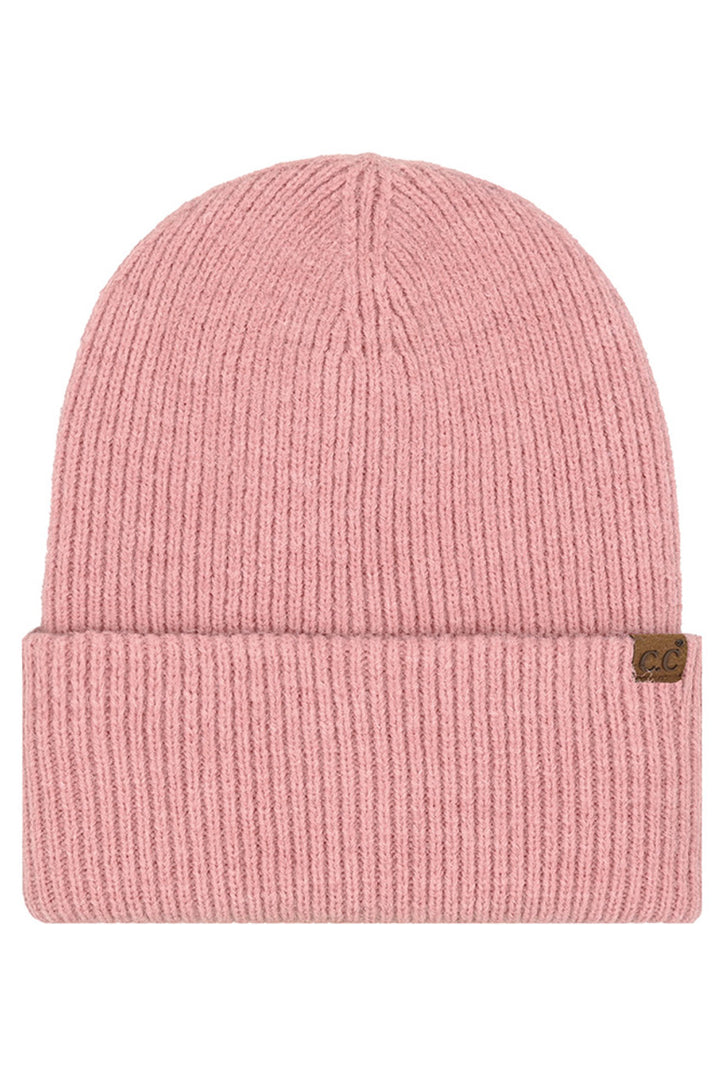 Rose C.C Solid Long Folded Cuff Beanie