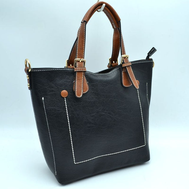 Vegan Leather Tote Shoulder Handbags For Women - Tote Bag