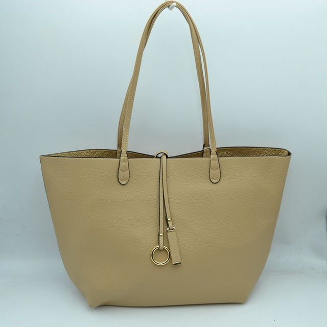 Women’s Kendra Reversible Supersoft Vegan Leather Tote Handbag Crossbody Bag - Beige/Gold - Tote Bag